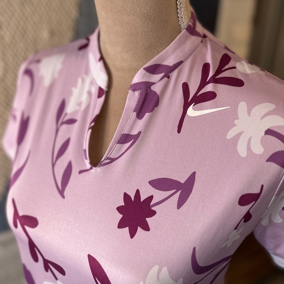 Nike Dri-Fit Purple Floral Short Sleeve Shirt - Picture 5 of 8